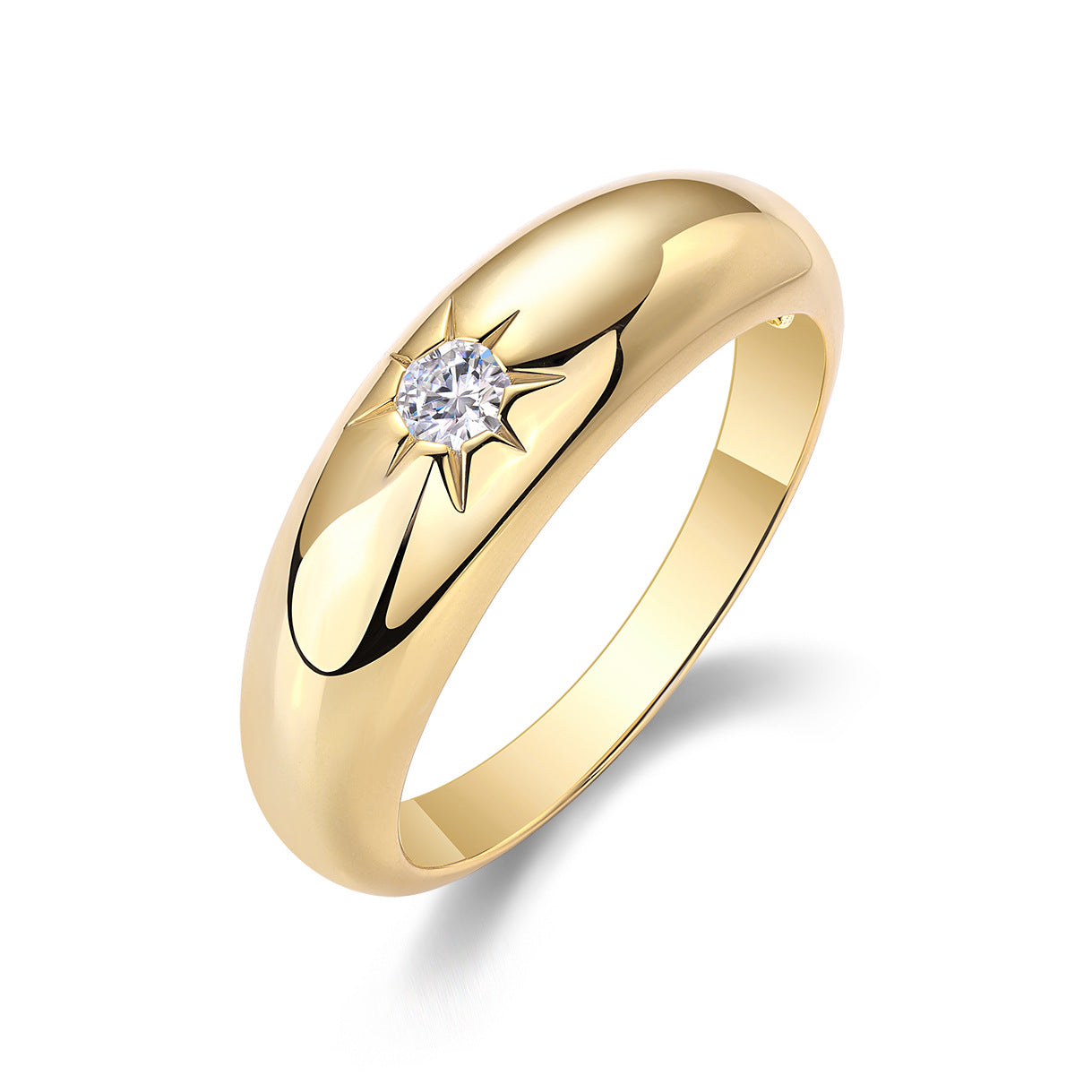 Phantom Star Fan Moissanite Ring for Men and Women S925 Sterling Silver Gold Plated