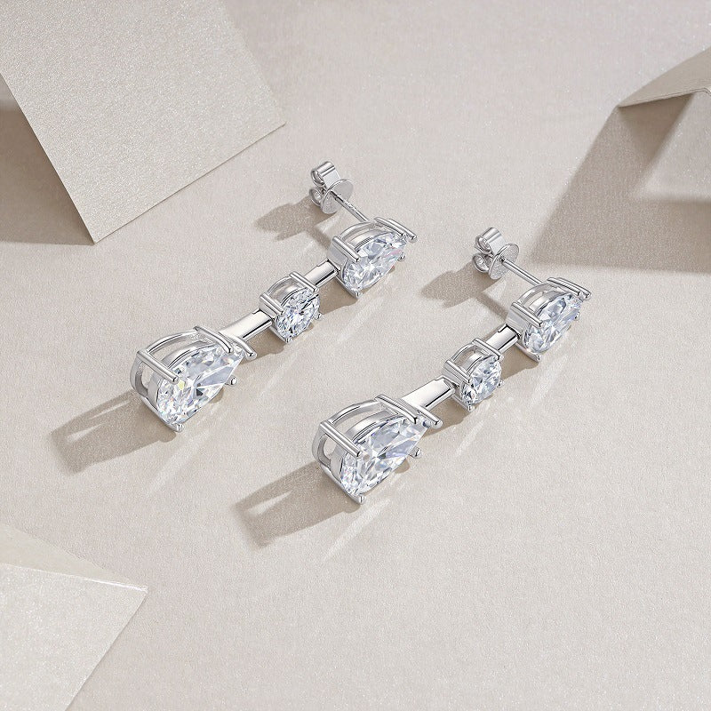 Wedding Water Drop Moissanite Earrings Studs for Women S925 Silver Plated with 18K Gold