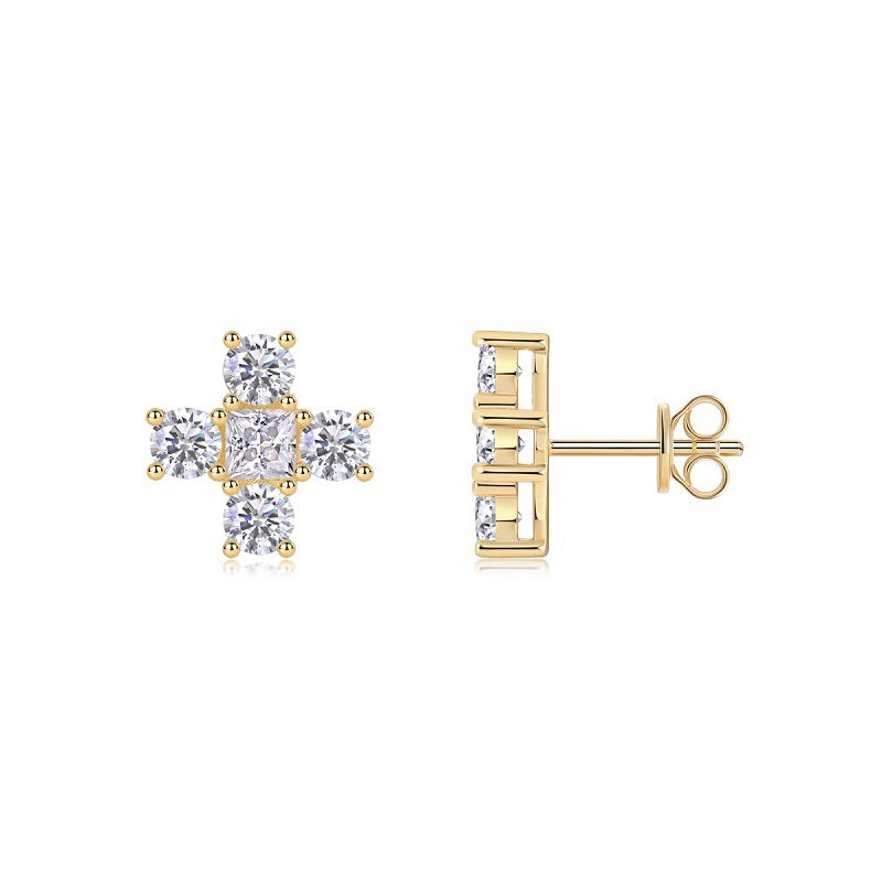 Cross S925 Sterling Silver Moissanite Unisex Earrings