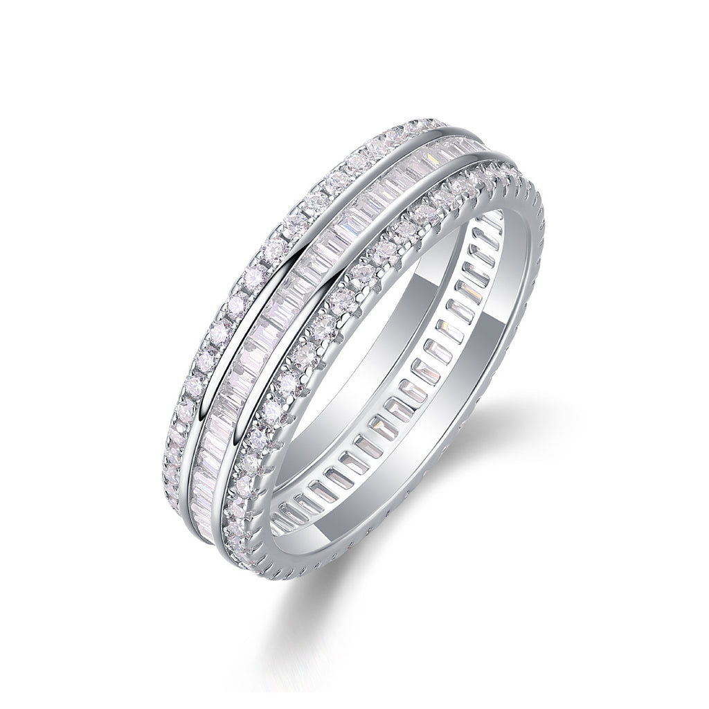New Men's and Women's Moissanite Ring S925 Plated with 18K White Gold