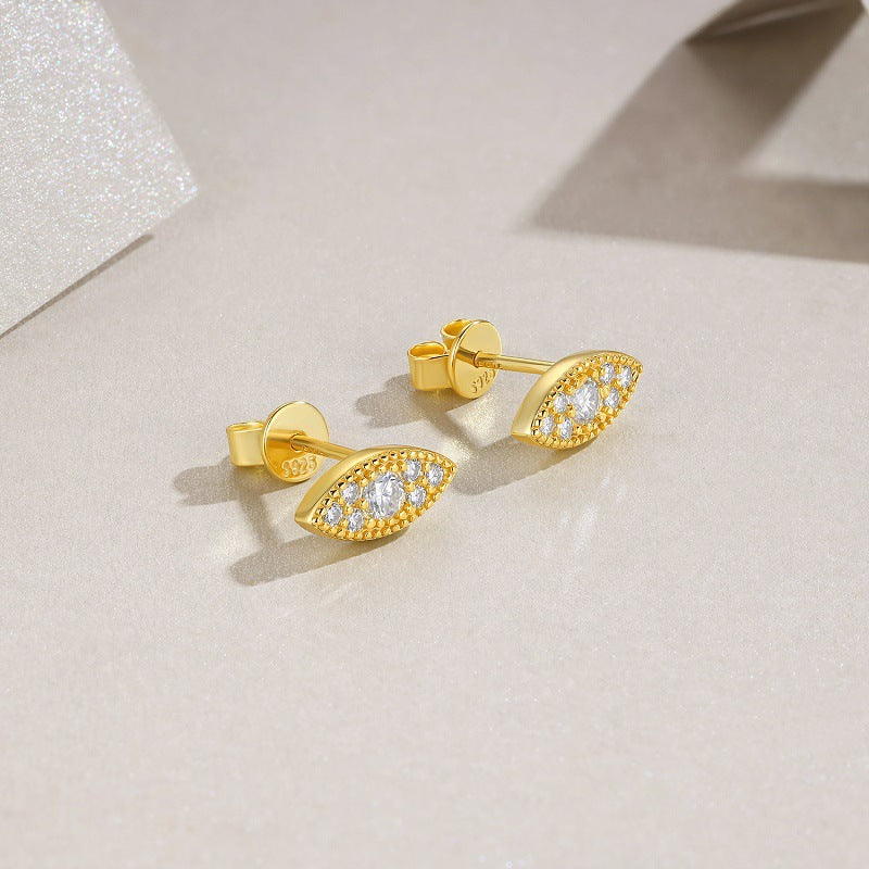 Gold S925 Silver Inlaid Moissanite Stud Earrings for Women