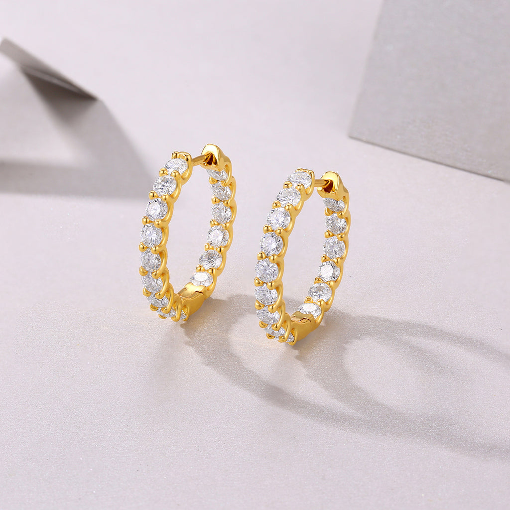 Vintage Moissanite Earrings S925 Silver Plated with 18K Gold