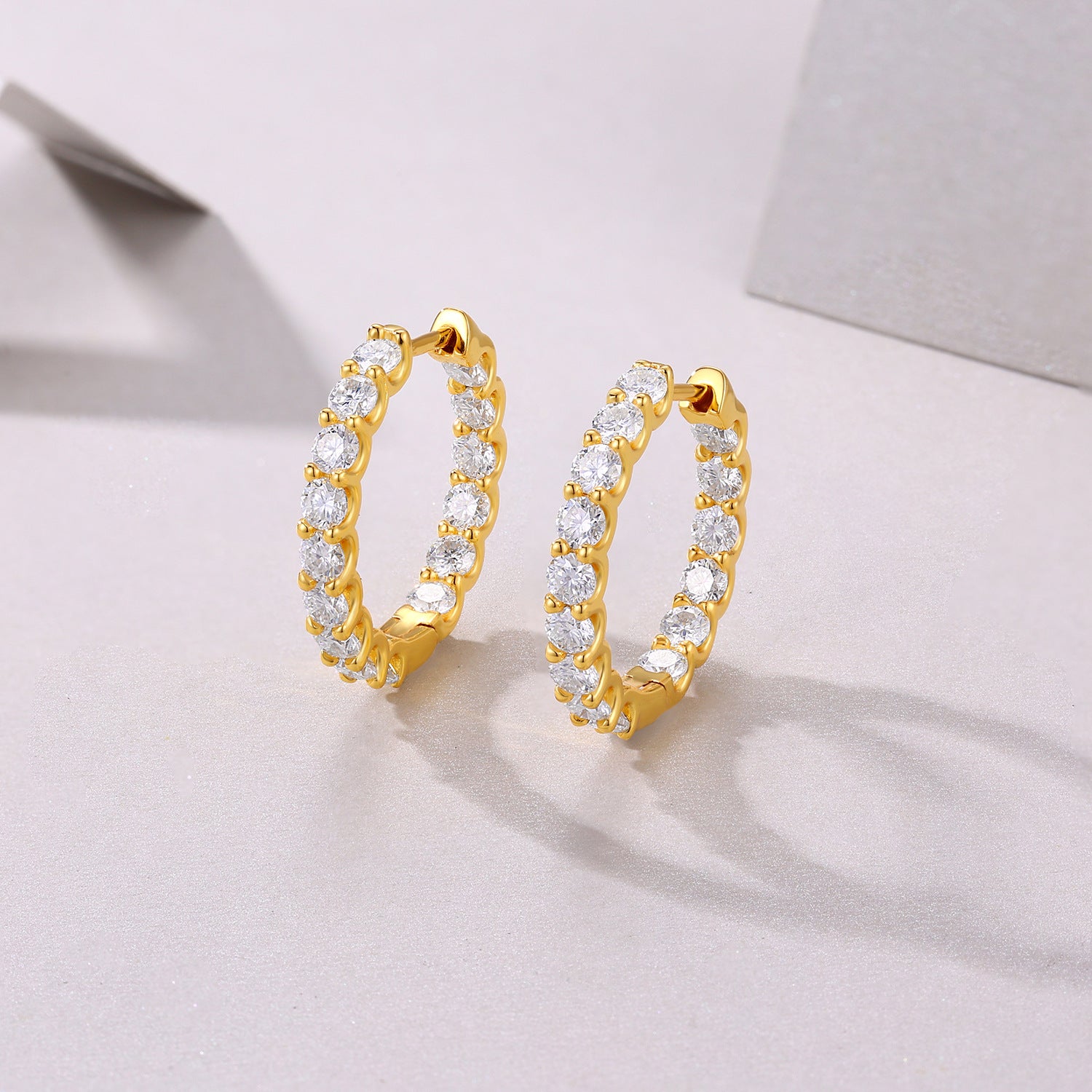 Vintage Moissanite Earrings S925 Silver Plated with 18K Gold