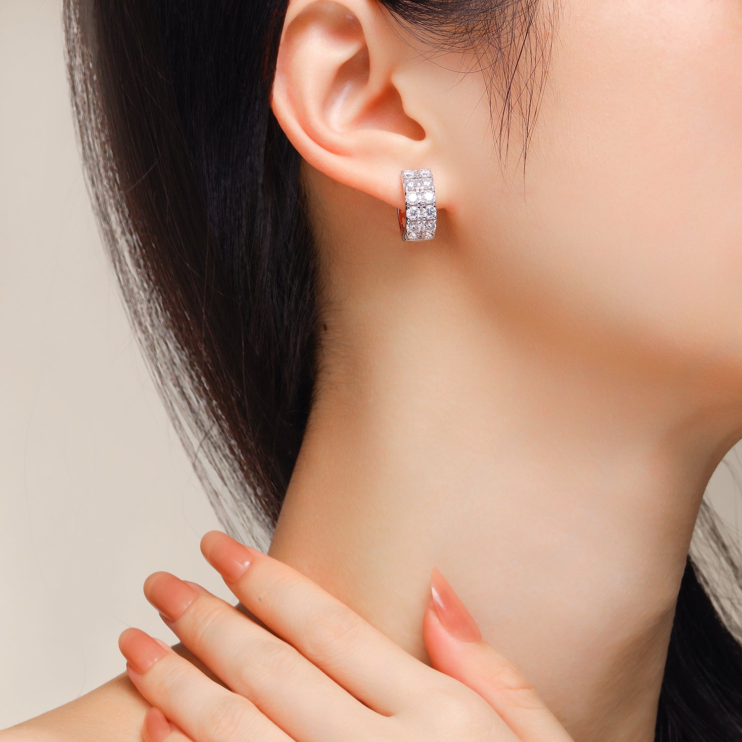 Moissanite Stud Earrings for Women S925 Plated with 18K White Gold