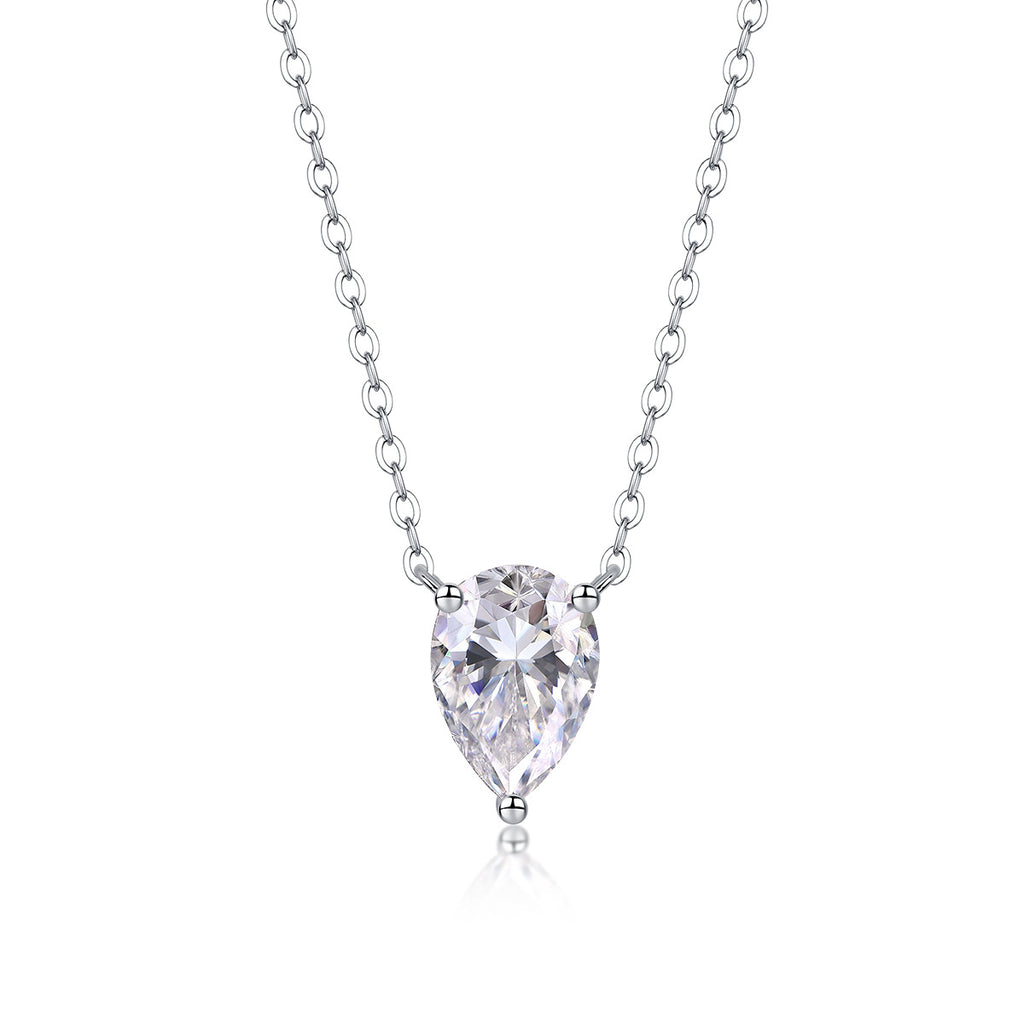 Pear Shape 2.5CT Moissanite Necklace for Women S925 Plated with 18K White Gold