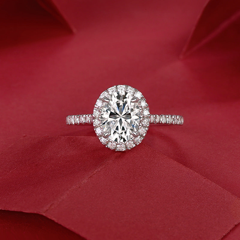 Egg-shaped 7*9 Moissanite Diamond Ring for Women