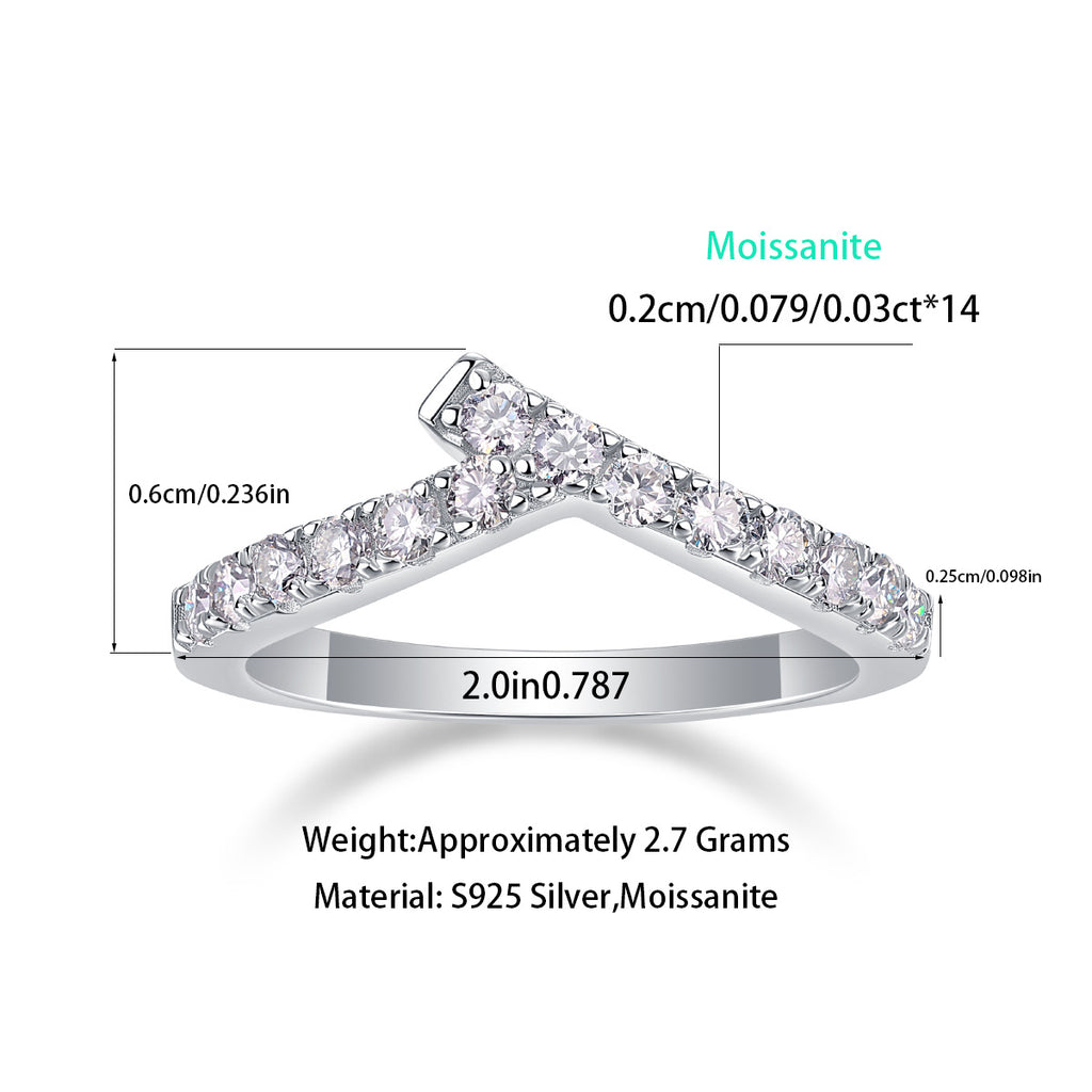 V-shaped Moissanite Ring for Women