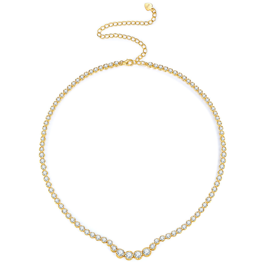 Moissanite S925 Sterling Silver Gold Plated 18K Full Diamond Necklace