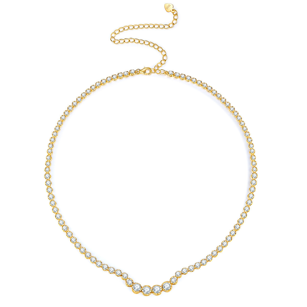 Moissanite S925 Sterling Silver Gold Plated 18K Full Diamond Necklace