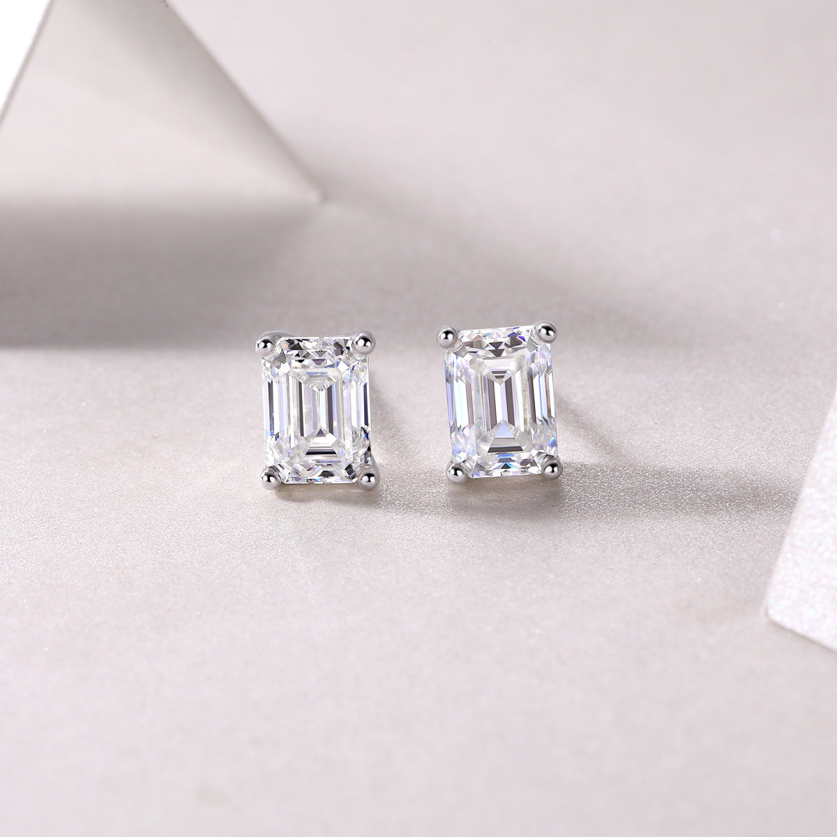Square Cut Moissanite Diamond Stud Earrings for Women