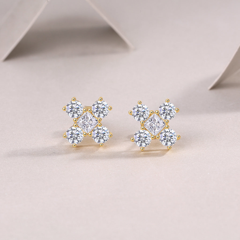 Cross S925 Sterling Silver Moissanite Unisex Earrings