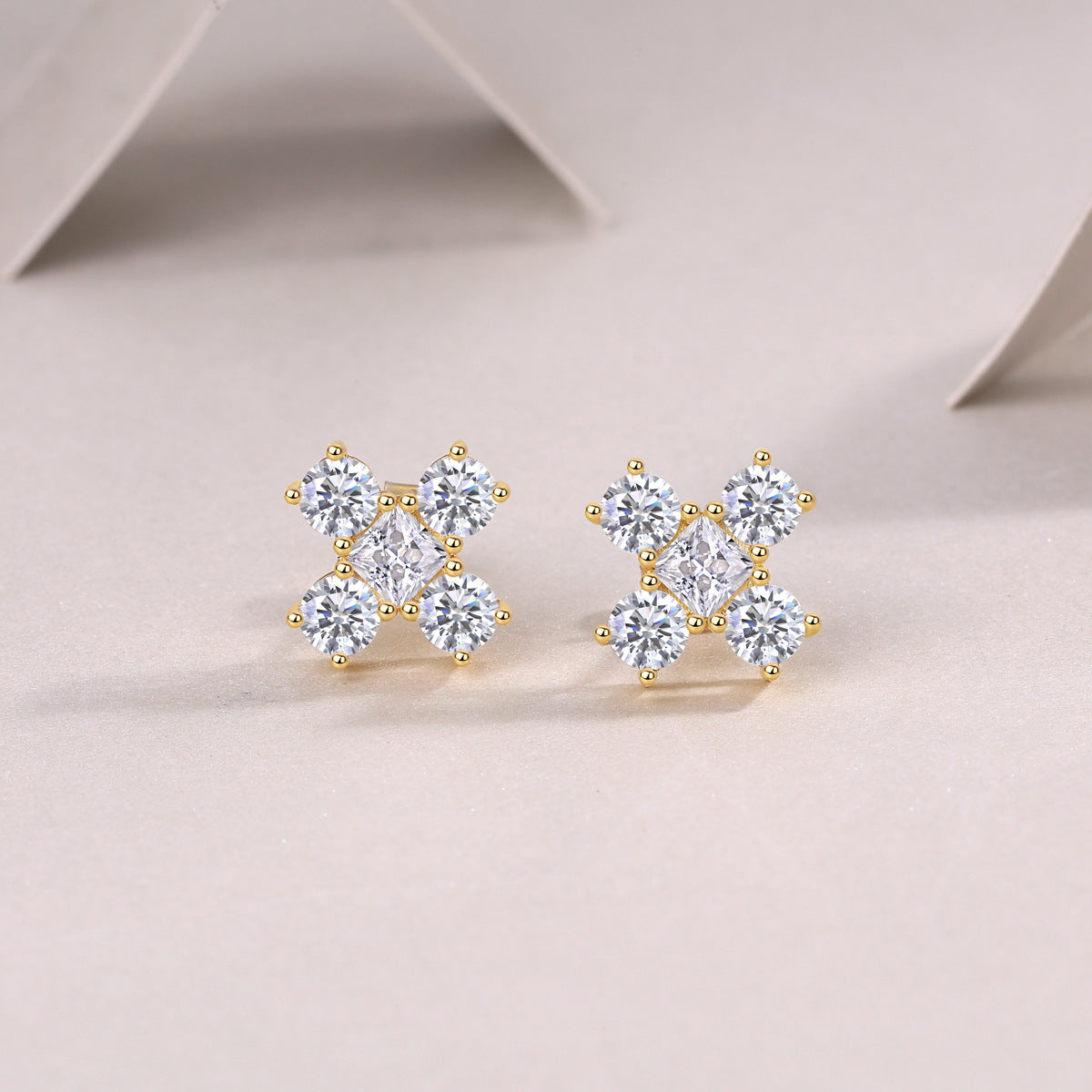 Cross S925 Sterling Silver Moissanite Unisex Earrings