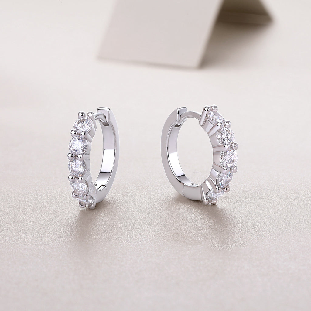 Moissanite Diamond Hoop Earrings for Women S925 Silver Plated with 18K Gold