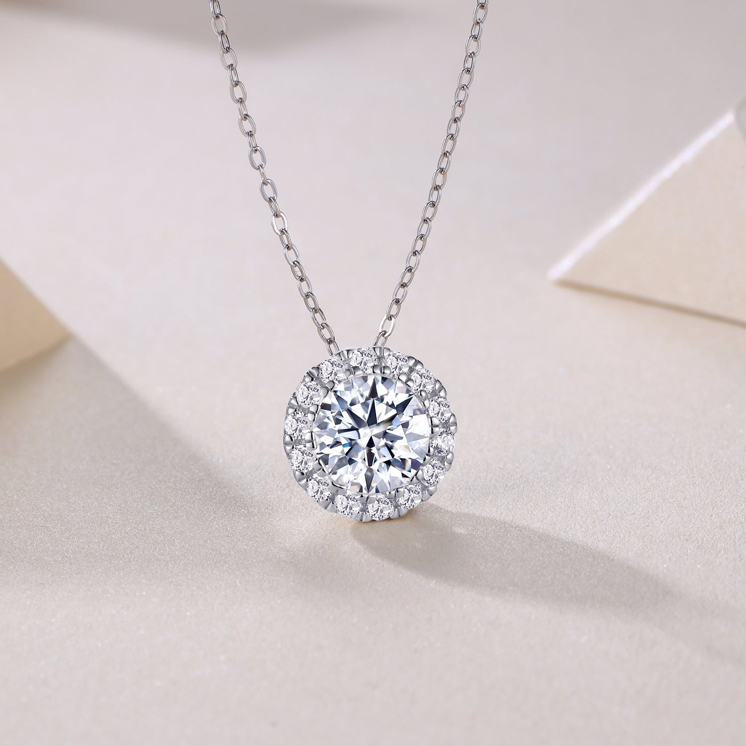 2 Carat Moissanite Necklace for Women S925 Silver Plated with 18K White Gold