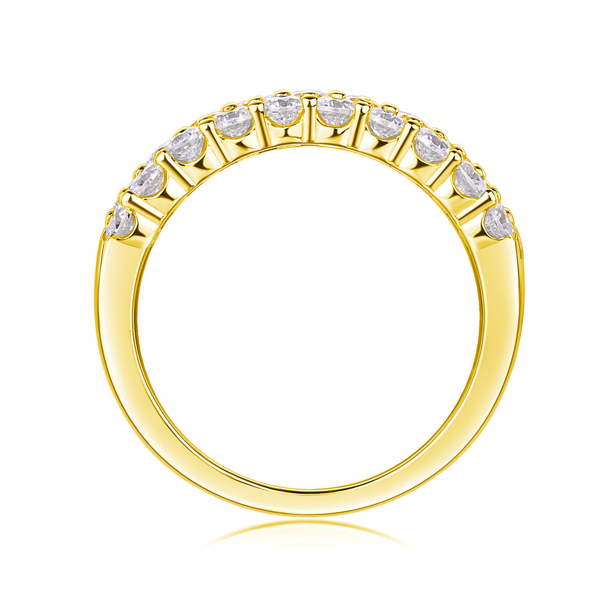 Three-Row Inlaid Moissanite Ring S925 Silver Plated with 18K Gold