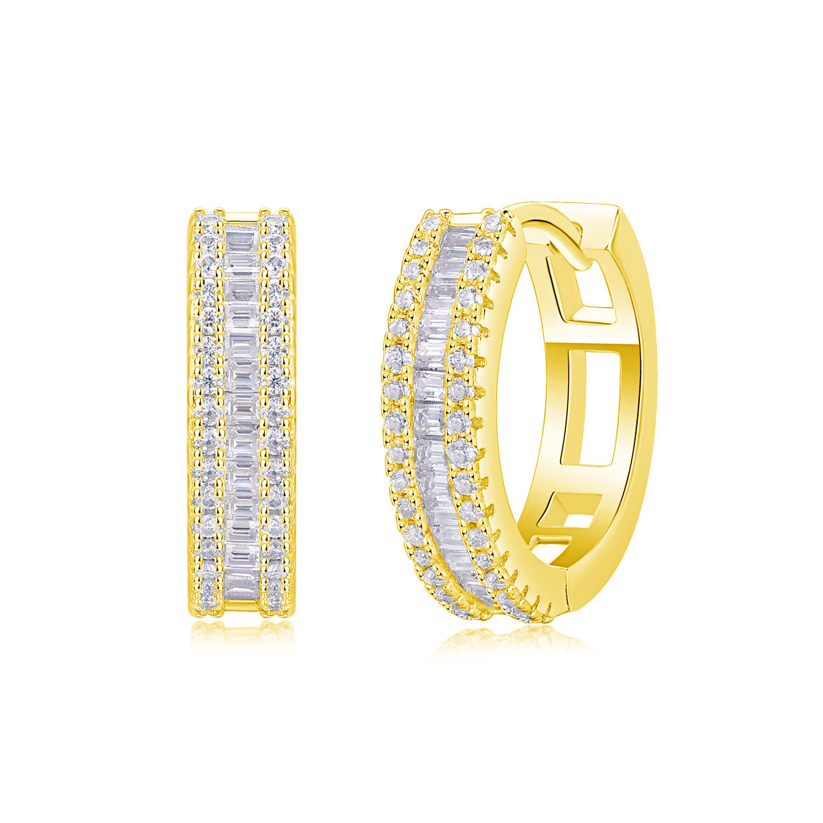 Moissanite Hoop Earrings for Women S925 18K Gold Plated