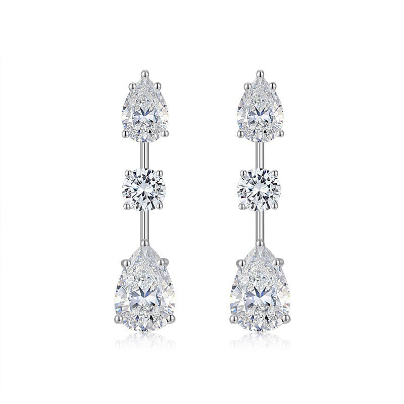 Wedding Water Drop Moissanite Earrings Studs for Women S925 Silver Plated with 18K Gold