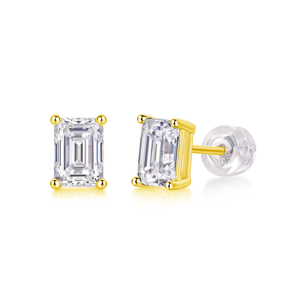 Square Cut Moissanite Diamond Stud Earrings for Women