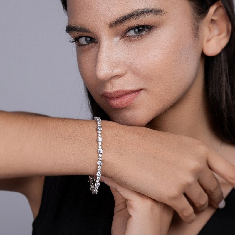 Moissanite Tennis Bracelet for Men and Women S925 Sterling Silver Plated with 18K Gold