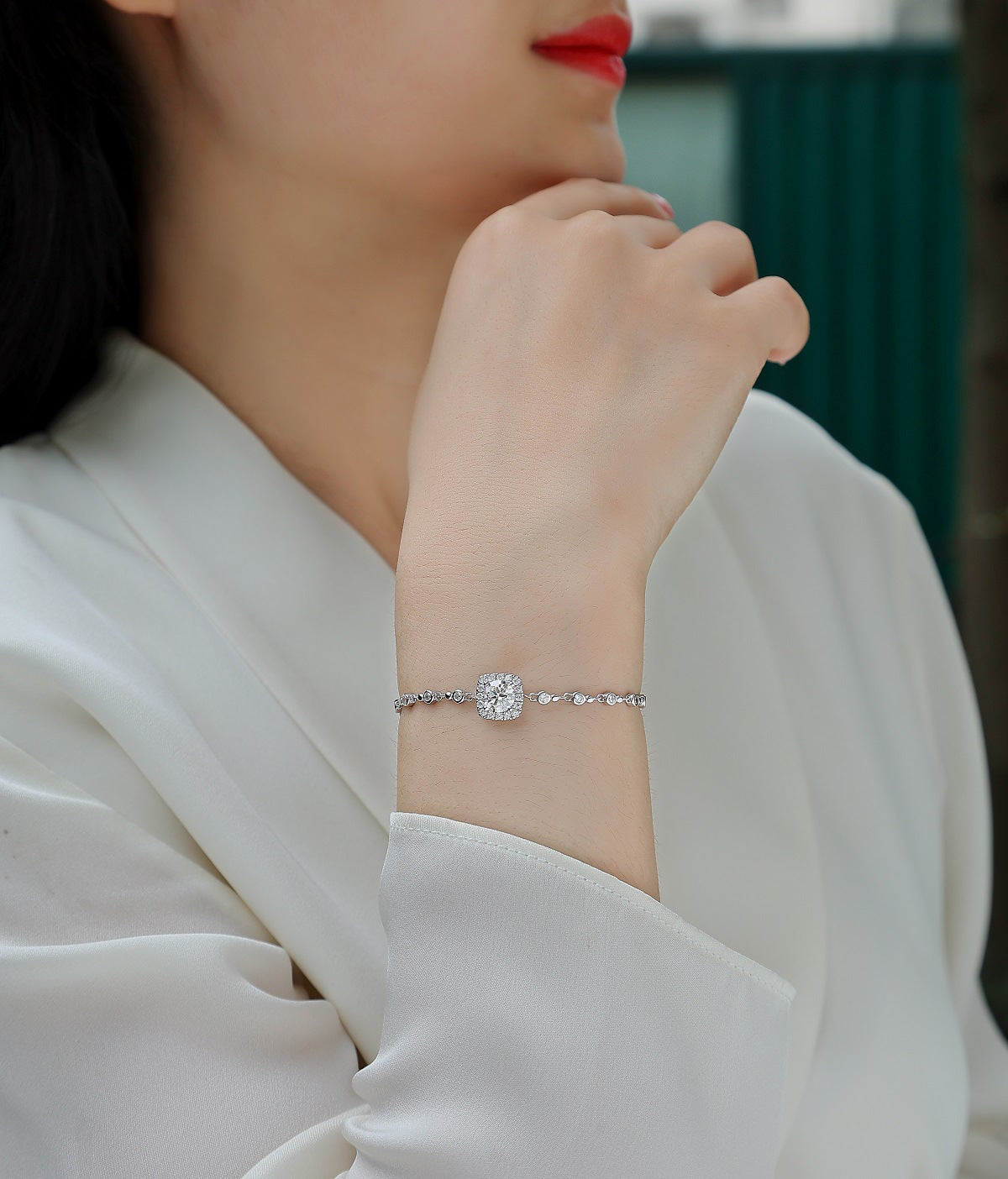 Female 1.94 Carat Moissanite Bracelet S925 Sterling Silver Plated 18K