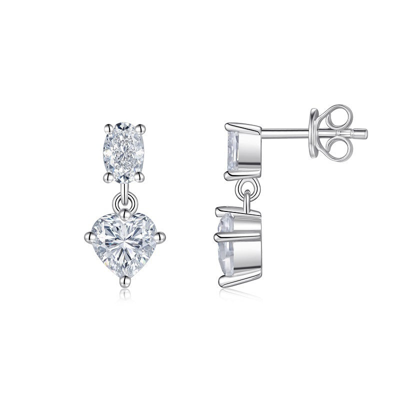 Moissanite Fashion Personality Heart-Shaped Earrings