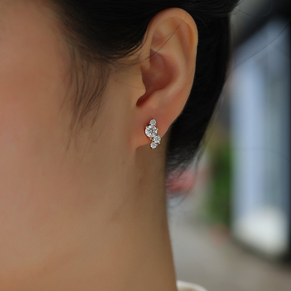 Moissanite Fancy Stud Earrings for Women S925 18K Gold Plated