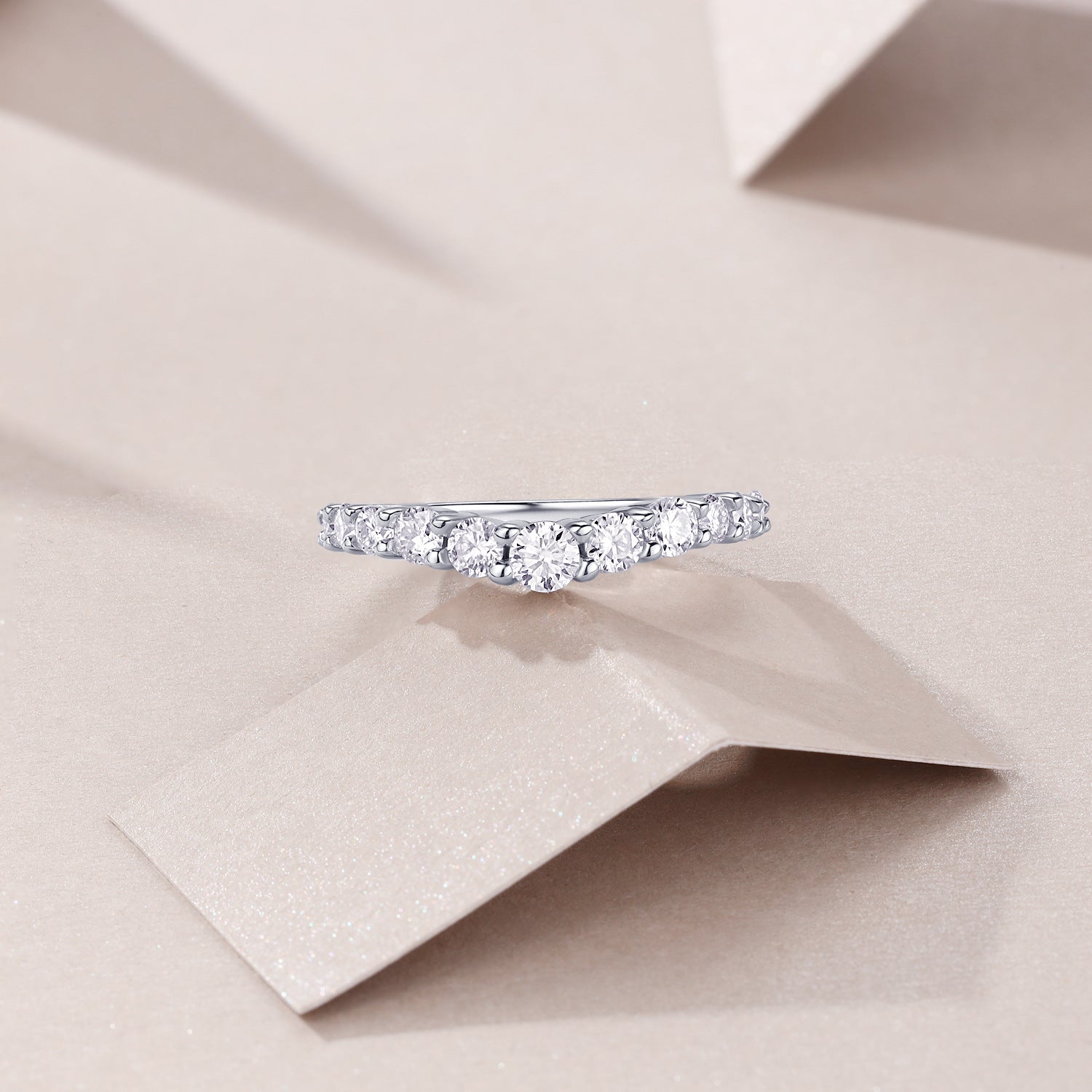 V-shaped Moissanite Engagement Ring for Women