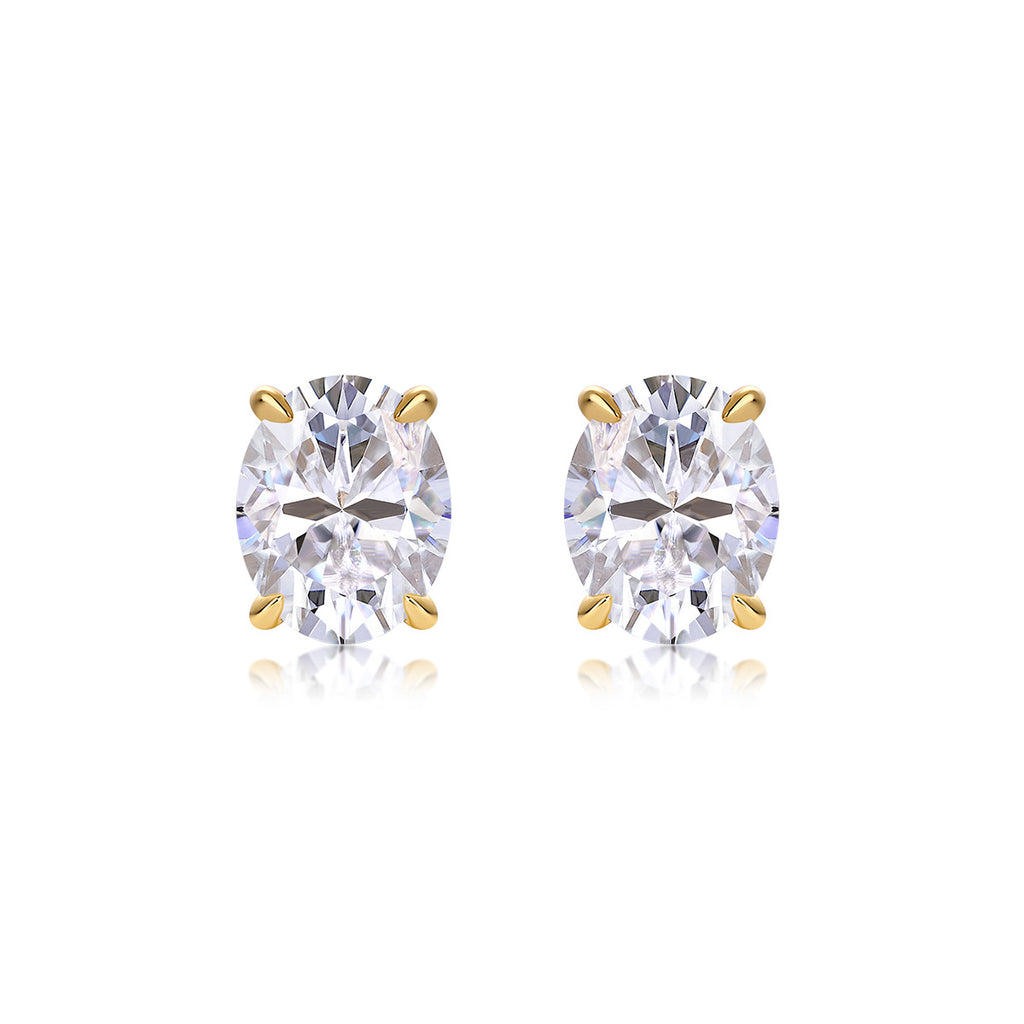 1 Carat Egg-Shaped Moissanite Stud Earrings for Men and Women S925 Sterling Silver Plated with 18K Gold