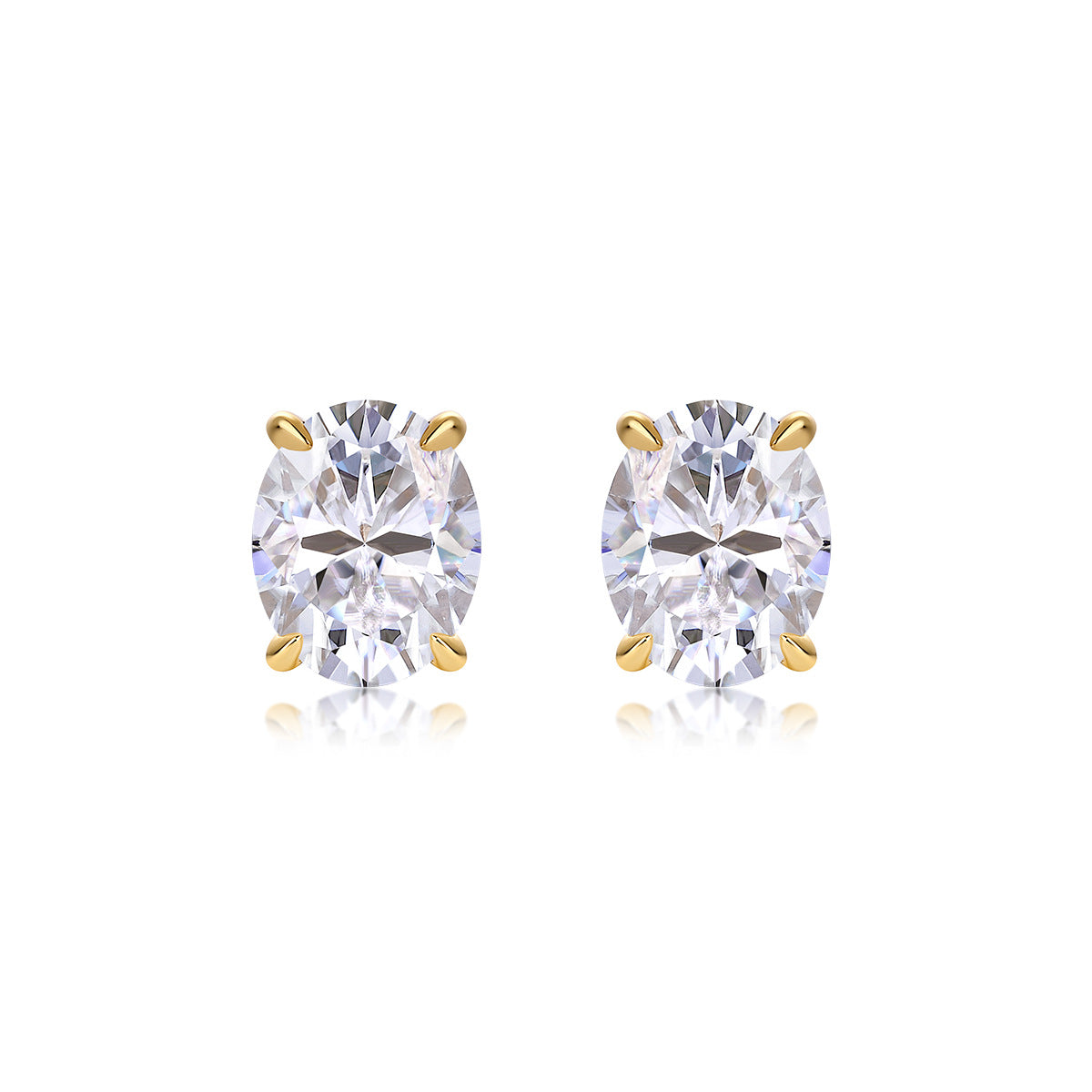 1 Carat Egg-Shaped Moissanite Stud Earrings for Men and Women S925 Sterling Silver Plated with 18K Gold