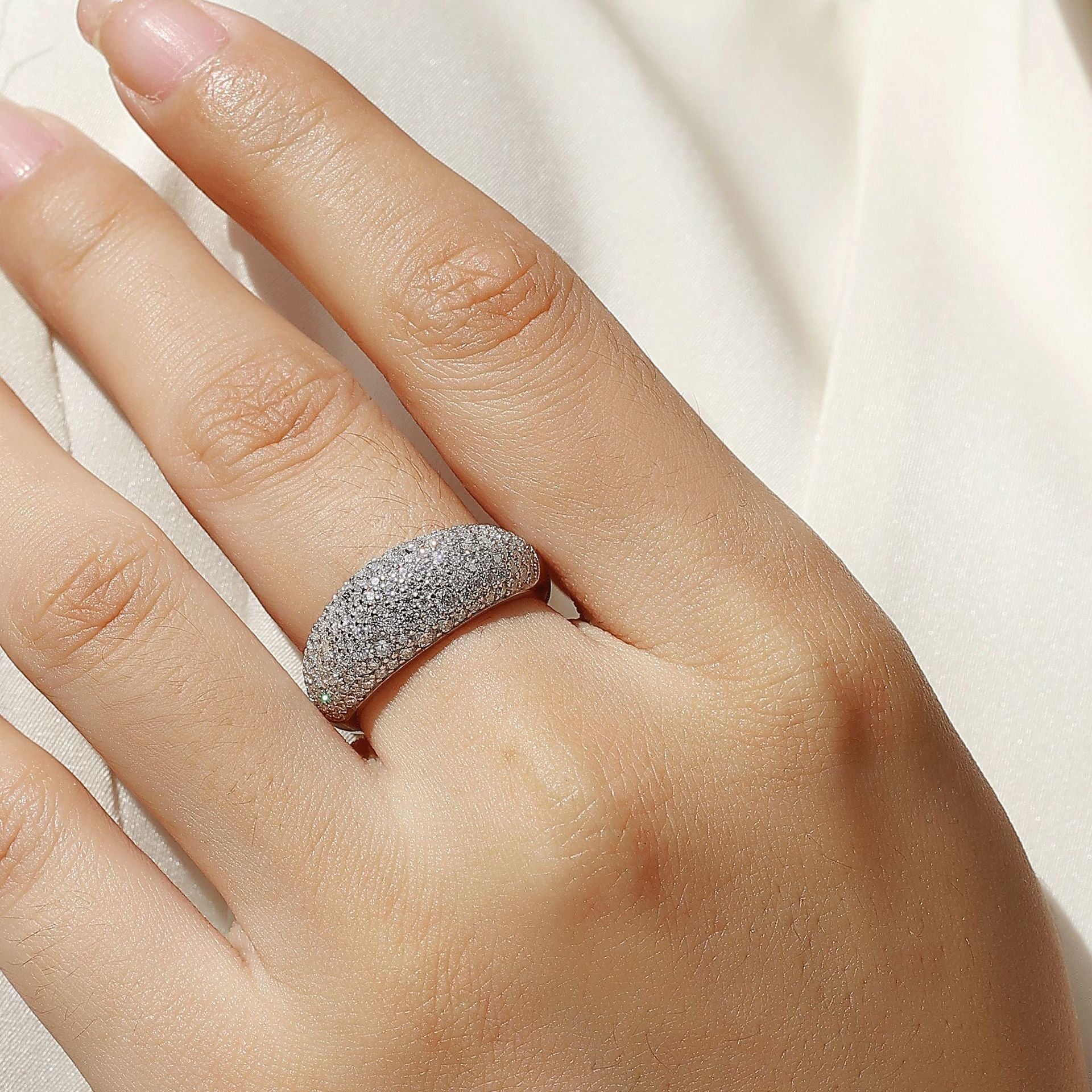 Unisex Moissanite Hip-Hop Style Ring S925 Silver Plated with 18K White Gold