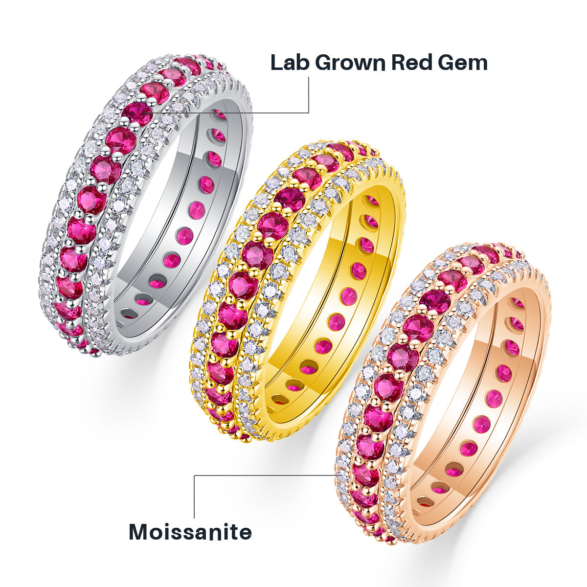 Colorful Cultivated Gemstone Moissanite Ring for Women