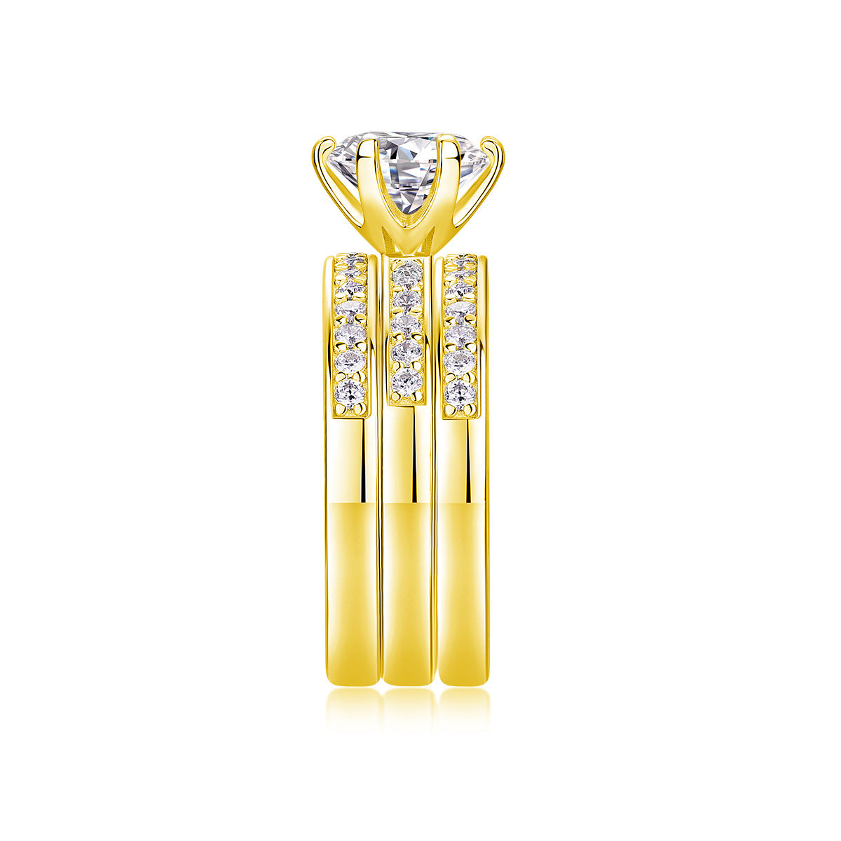 2 Carat Moissanite Three-Piece Stackable Artistic Multiple Matching Rings