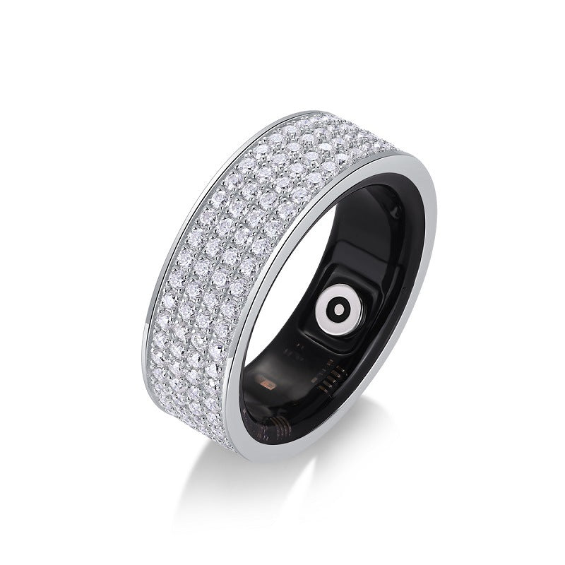 Health Star Smart Ring Integrated Blood Oxygen Monitoring S925 Silver Inlaid Moissanite Ring