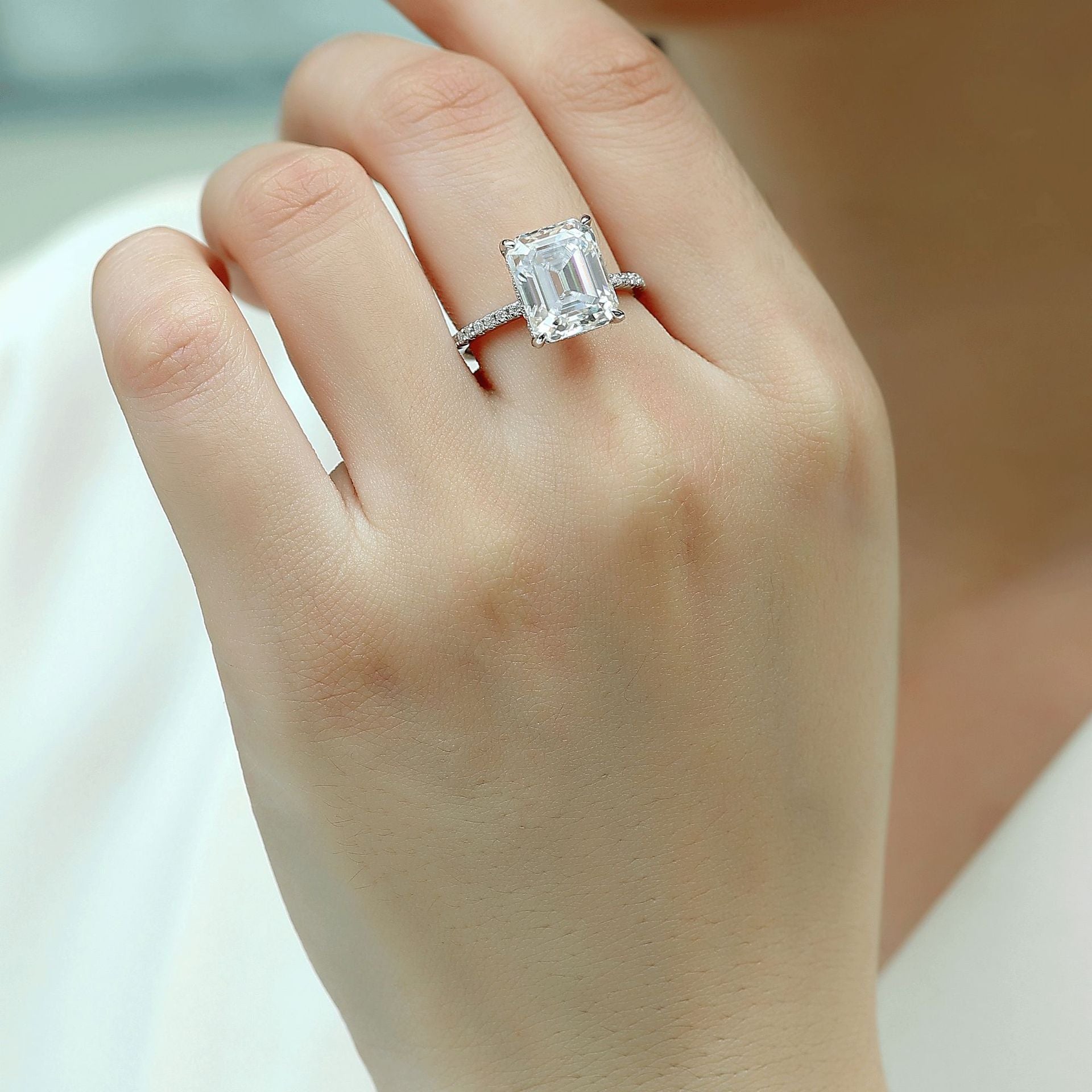4 Carat Princess Cut Moissanite Wedding Rings For Women