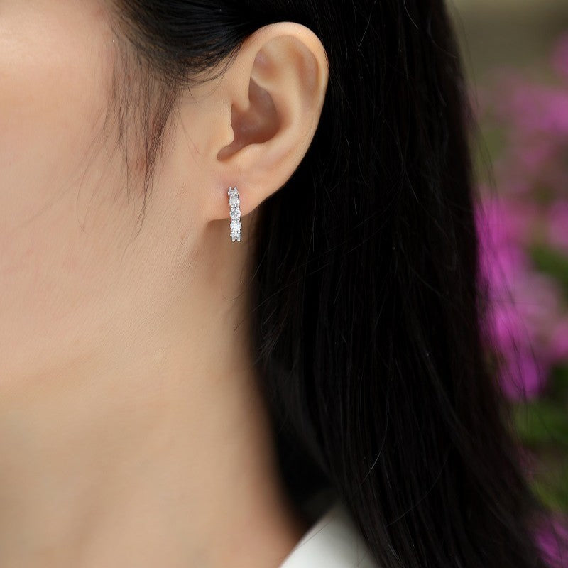 Moissanite Diamond Hoop Earrings for Women S925 Silver Plated with 18K Gold