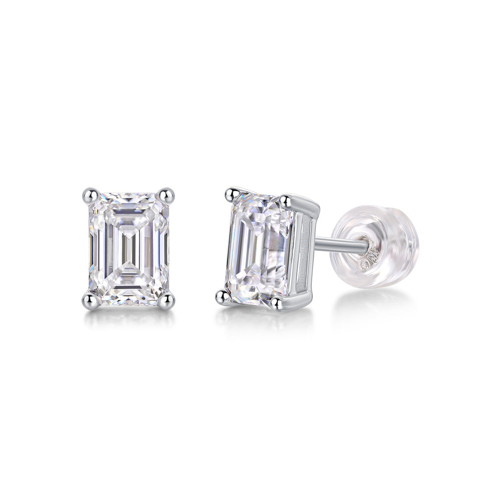 Square Cut Moissanite Diamond Stud Earrings for Women