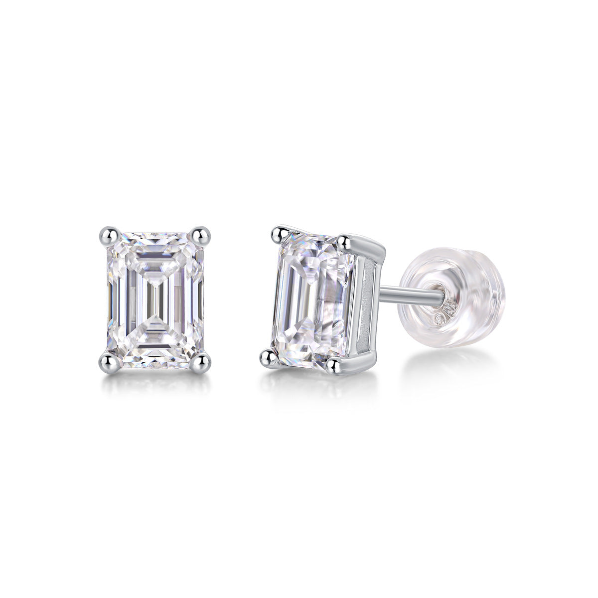 Square Cut Moissanite Diamond Stud Earrings for Women