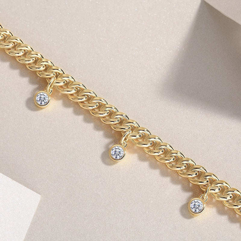 Moissanite S925 Sterling Silver Gold-Plated Tennis Bracelet