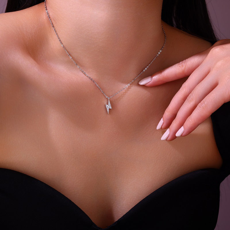 Korean Style Moissanite Lightning Diamond Necklace for Women