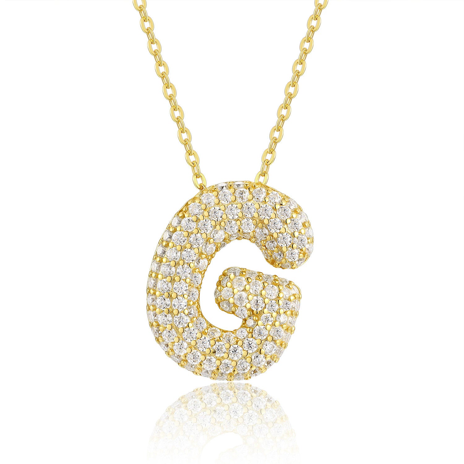 Moissanite 26 Alphabet Pendant Necklace for Men and Women 925 Sterling Silver Plated with 18K Gold