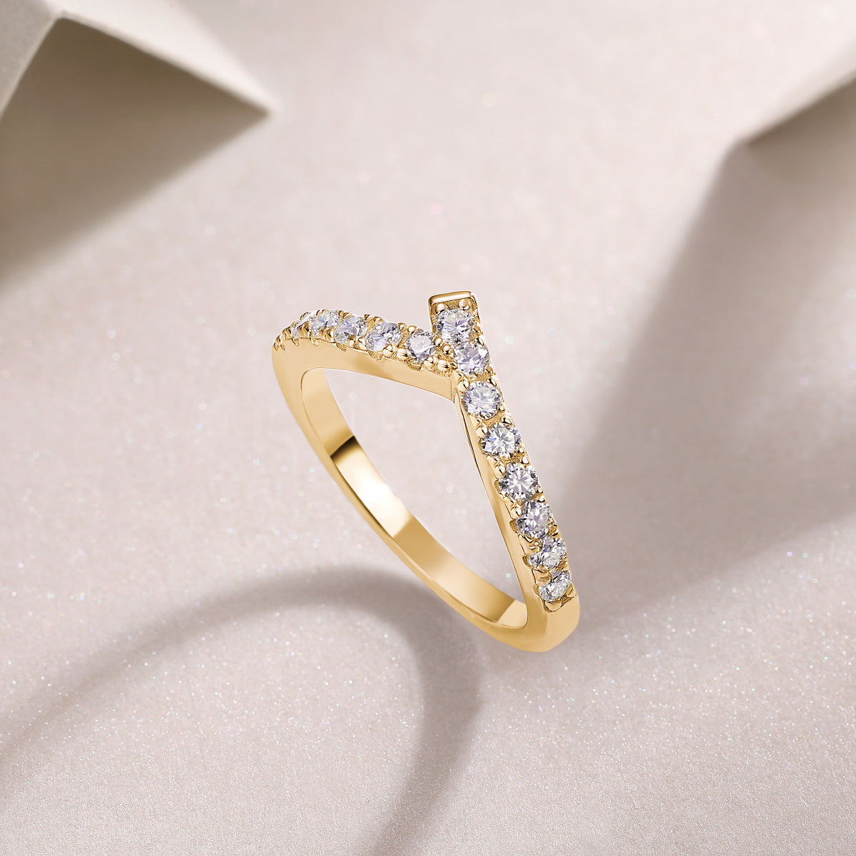 V-shaped Moissanite Ring for Women