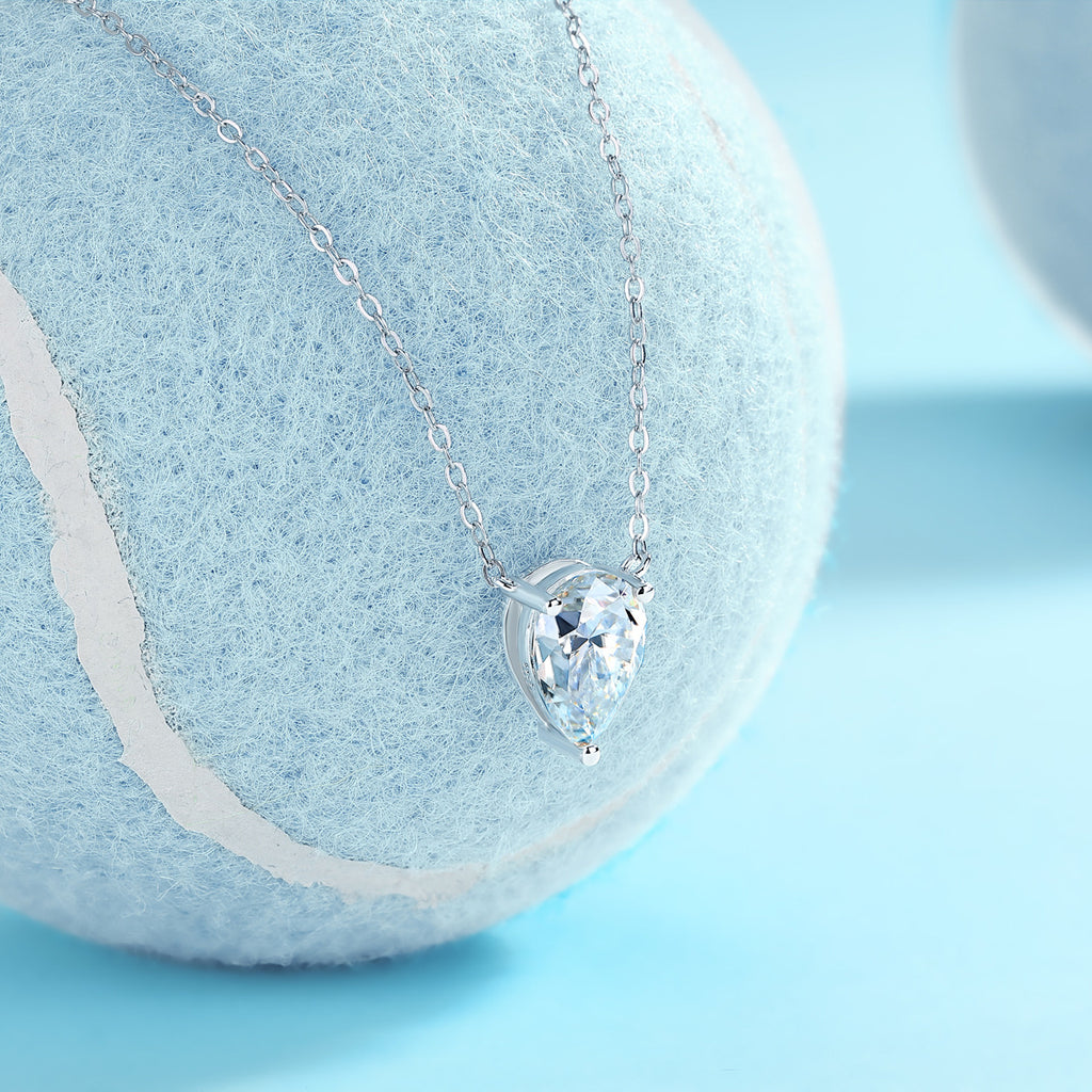 Pear Shape 2.5CT Moissanite Necklace for Women S925 Plated with 18K White Gold