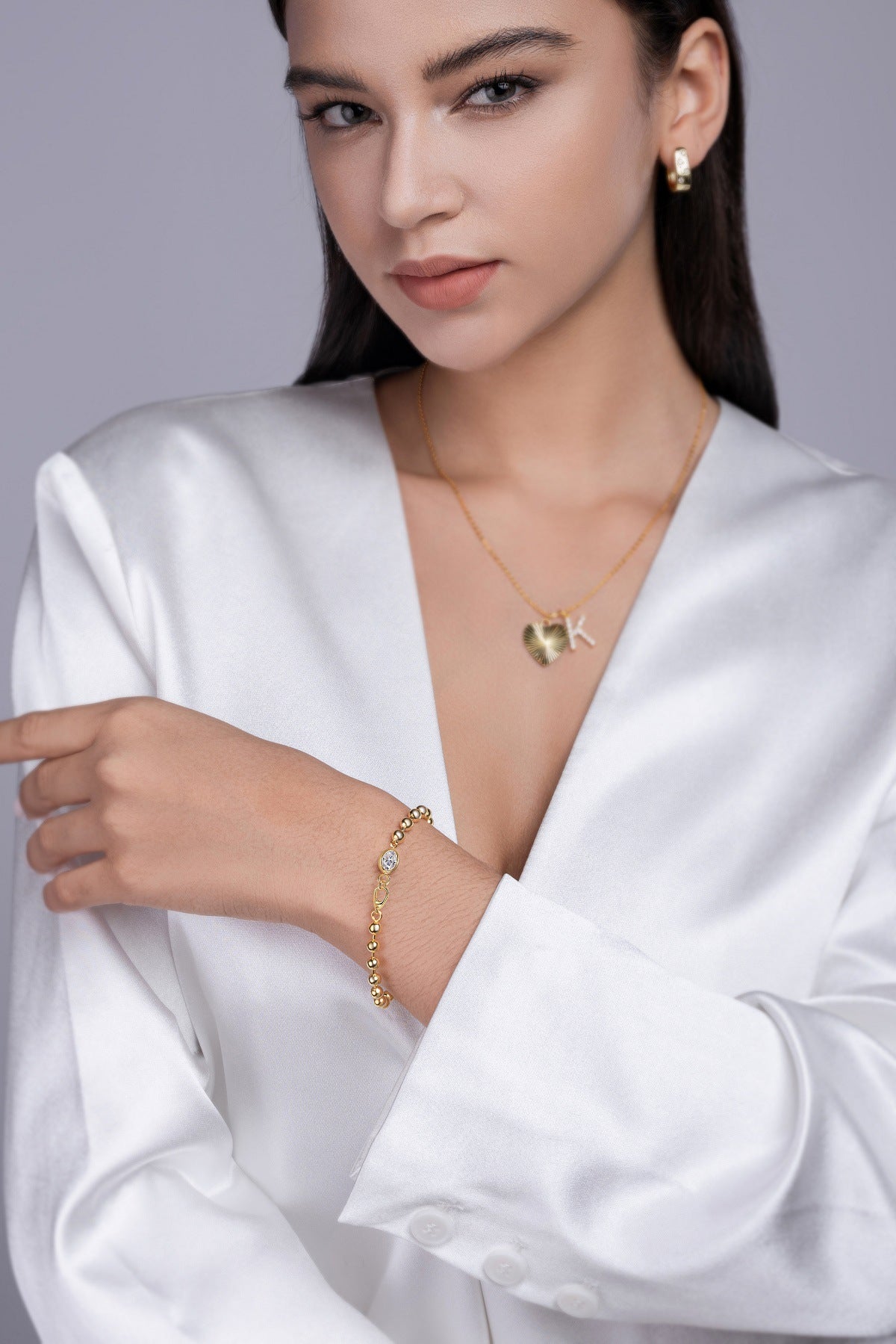 Moissanite Small Gold Bead Bracelet for Women S925 Silver Plated with 18k Gold