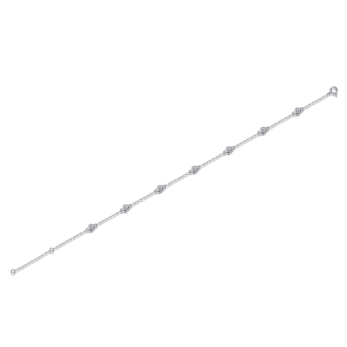 Moissanite Bubble Bracelet for Women S925 Silver Plated with 18K White Gold