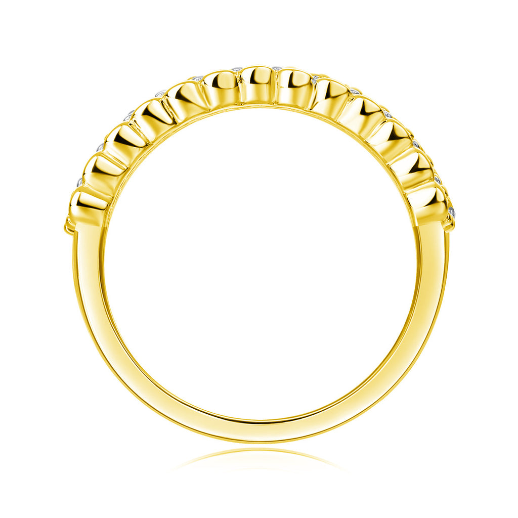 3 Row Moissanite Ring for Men and Women S925 Silver Plated with 18K Gold