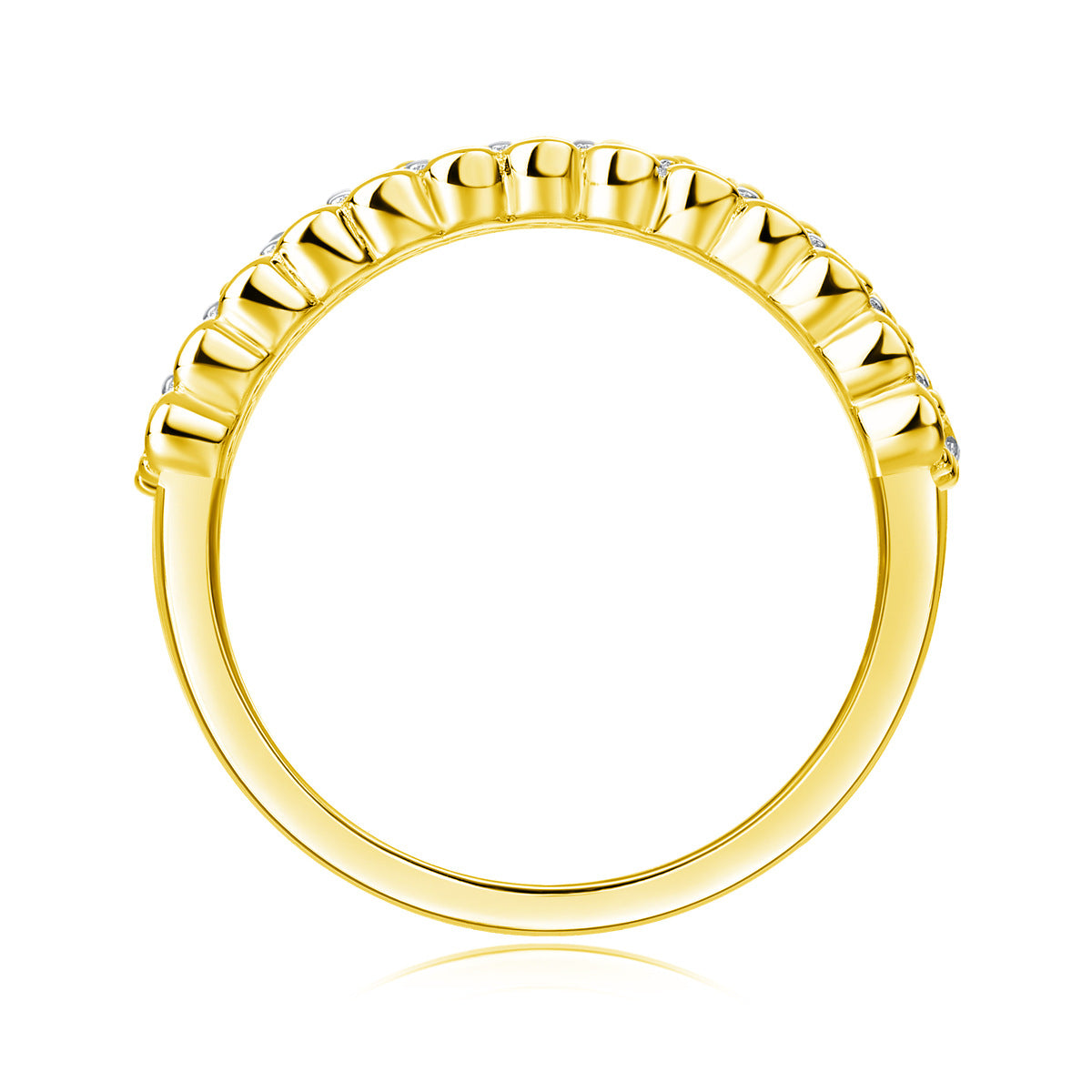 3 Row Moissanite Ring for Men and Women S925 Silver Plated with 18K Gold