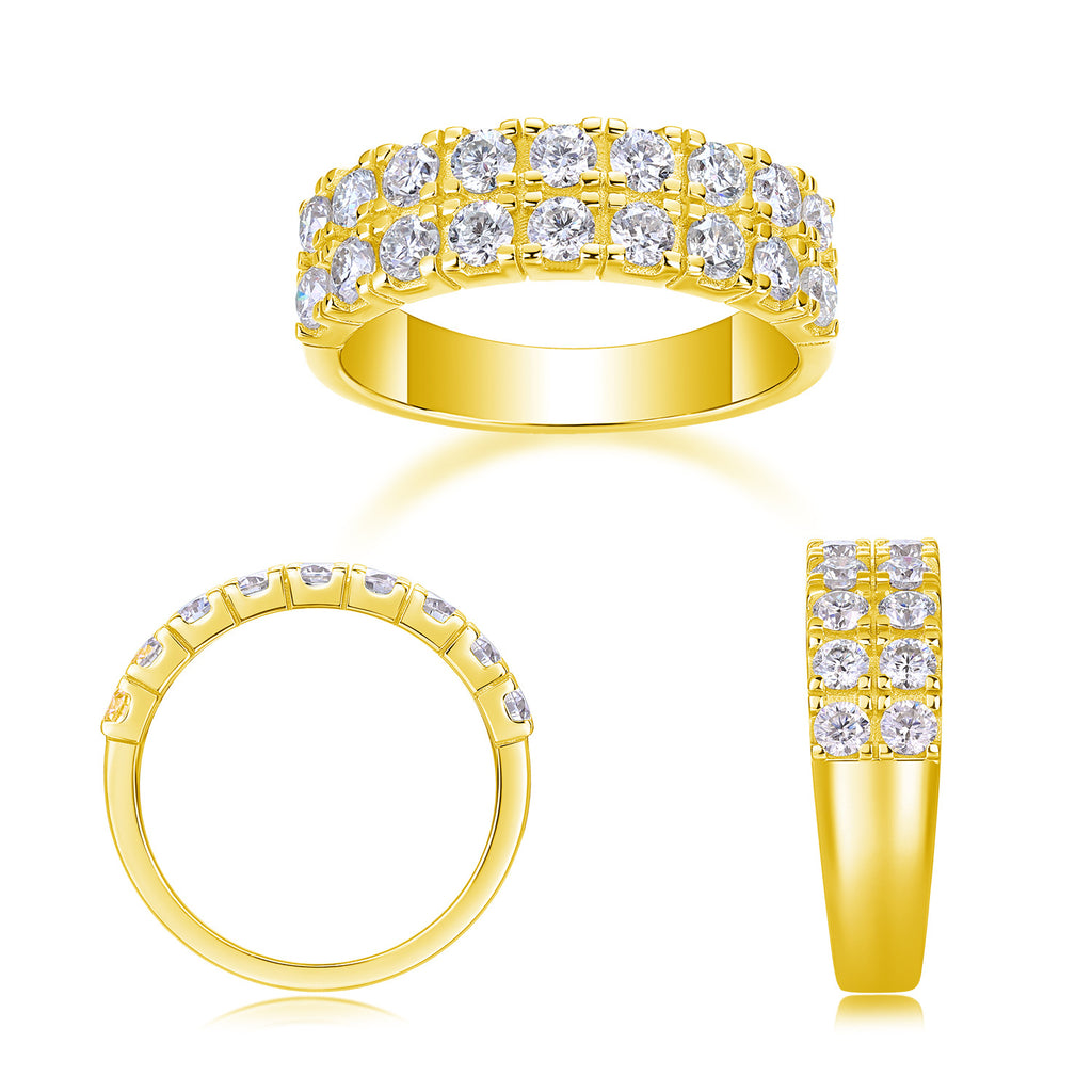 Double Row 1.8CT Moissanite Engagement Ring For Men and Women