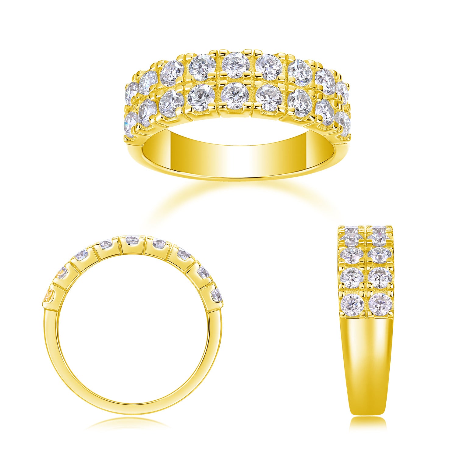 Double Row 1.8CT Moissanite Engagement Ring For Men and Women