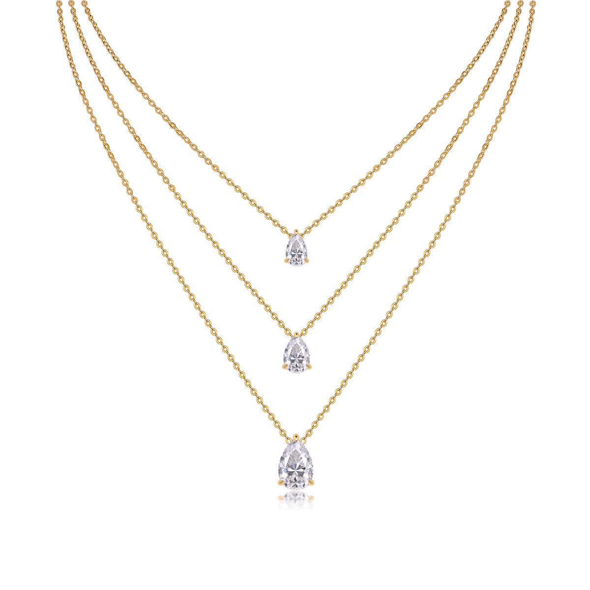 Pear-Shaped Moissanite Pendant Gold Necklace S925 Sterling Silver Plated with 18K Gold