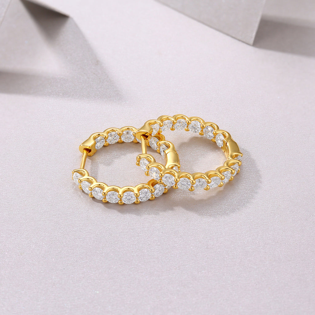 Vintage Moissanite Earrings S925 Silver Plated with 18K Gold